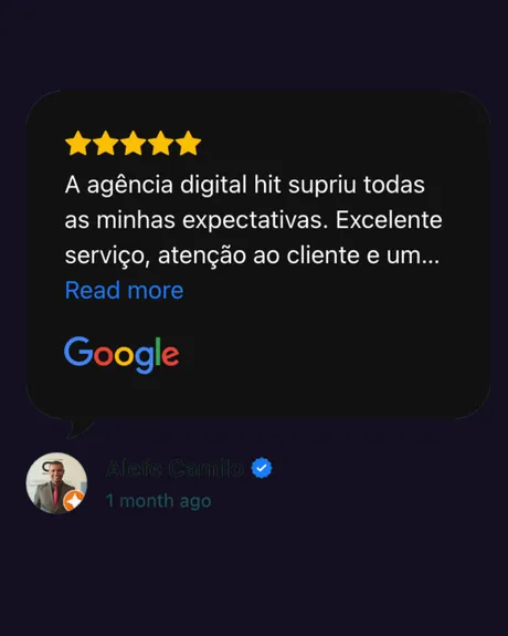 Avaliação 5 estrelas de Alefe Camilo no Google