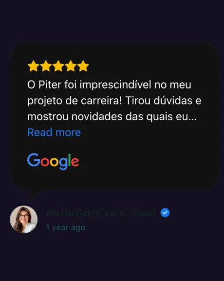 Avaliação 5 estrelas de Maria Carolina no Google